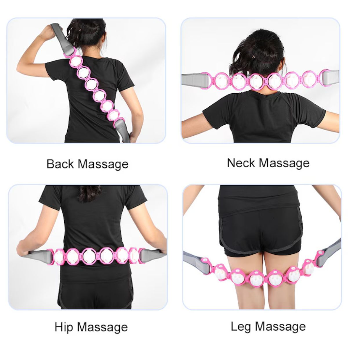 Masager Multifuncțional pentru Gât, Umeri, Spate și Picioare – Centură Elastică Ergonomică, Roz