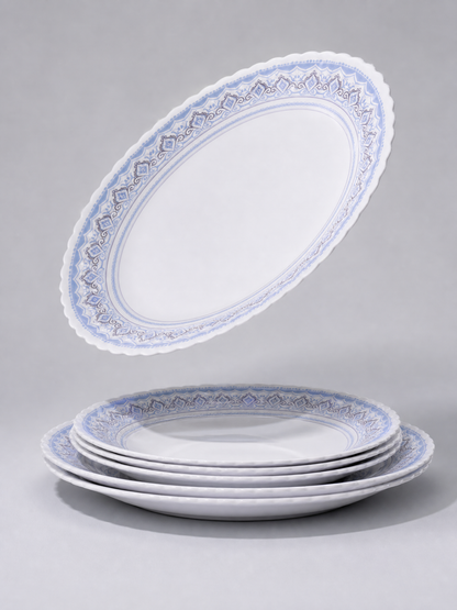 Set Veselă Din Opal 18 Piese, Model Classic, 6 Farfurii Întinse 19cm, 6 Adânci 23cm, 6 Întinse 25cm, Alb