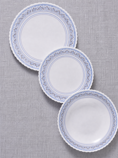 Set Veselă Din Opal 18 Piese, Model Classic, 6 Farfurii Întinse 19cm, 6 Adânci 23cm, 6 Întinse 25cm, Alb