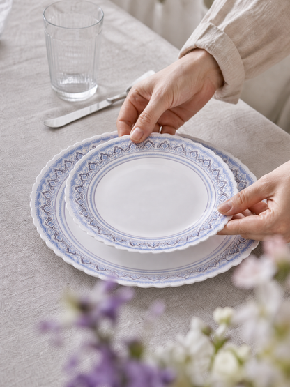 Set Veselă Din Opal 18 Piese, Model Classic, 6 Farfurii Întinse 19cm, 6 Adânci 23cm, 6 Întinse 25cm, Alb