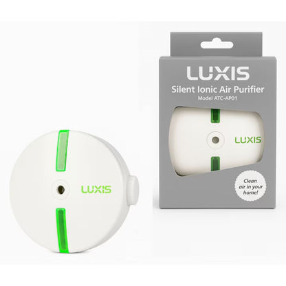 Purificator de Aer Ionic Portabil Luxis ATC-AP01 – Ionizator de Priză, Silențios 26.3 dB, Fără Filtre, 20 m², Alb/Verde