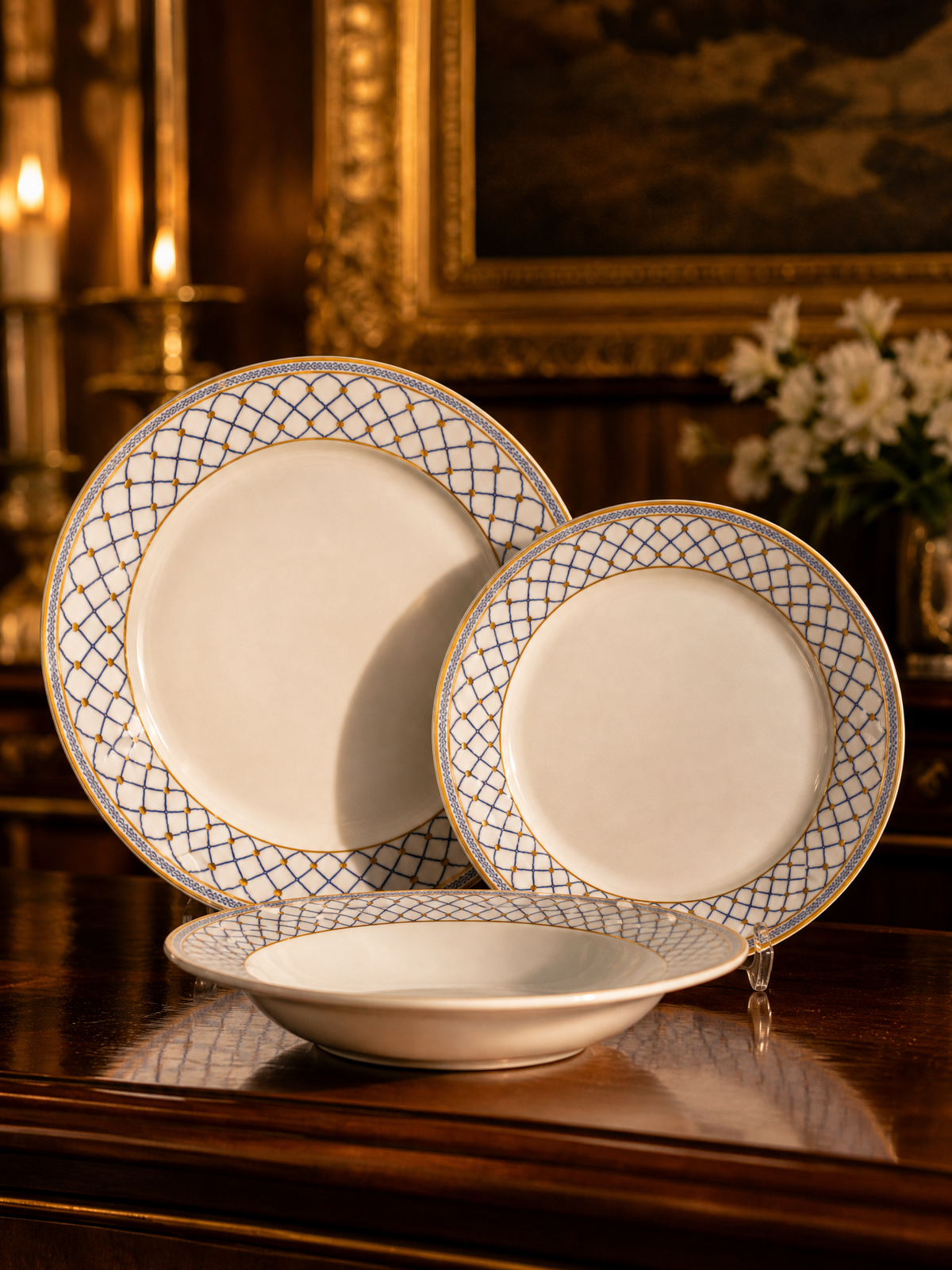 Set Veselă Din Opal 18 Piese, Model Classic, 6 Farfurii Întinse 19cm, 6 Adânci 23cm, 6 Întinse 27cm, Alb