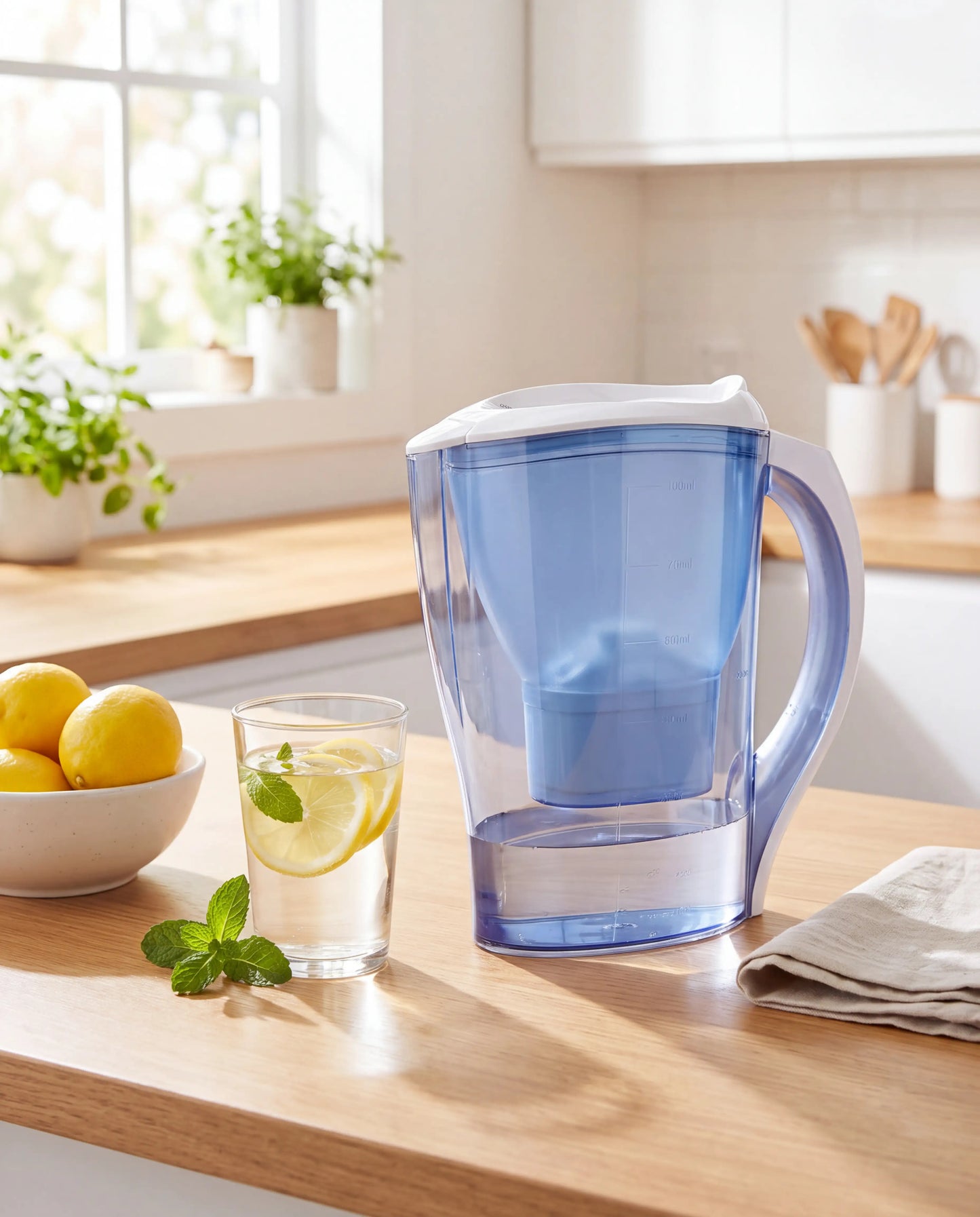 Cana Filtrantă pentru Apă Casena – Capacitate 2.5L, Cartuș Inclus, Filtrare Calcar și Clor, Albastru