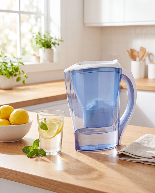 Cana Filtrantă pentru Apă Casena – Capacitate 2.5L, Cartuș Inclus, Filtrare Calcar și Clor, Albastru